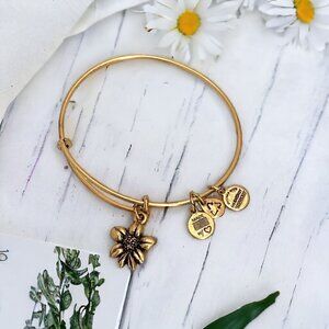 Alex and Ani Apple Blossom Charm Bracelet Raphaelian Gold Expands 2"- 3.5"